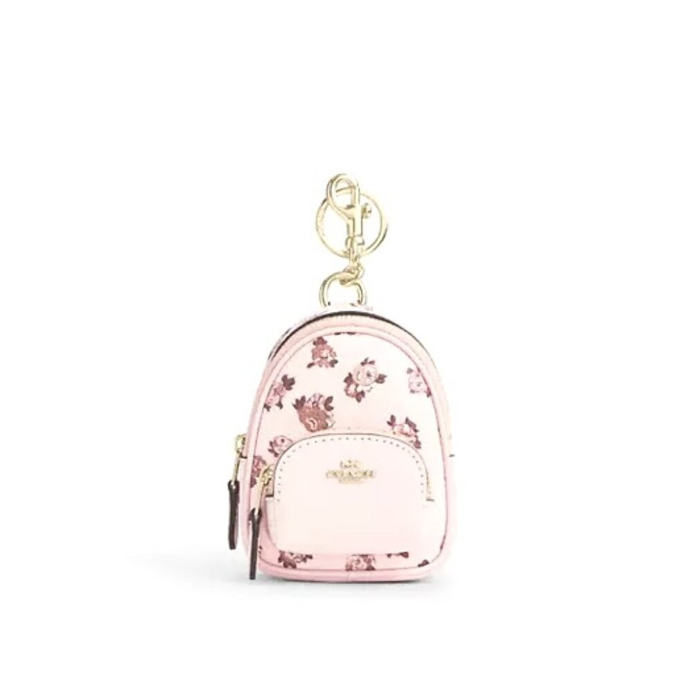 NWT 🌸 COACH 🌸 Mini Court Backpack Bag Charm With Rosette Print - Picture 1 of 5